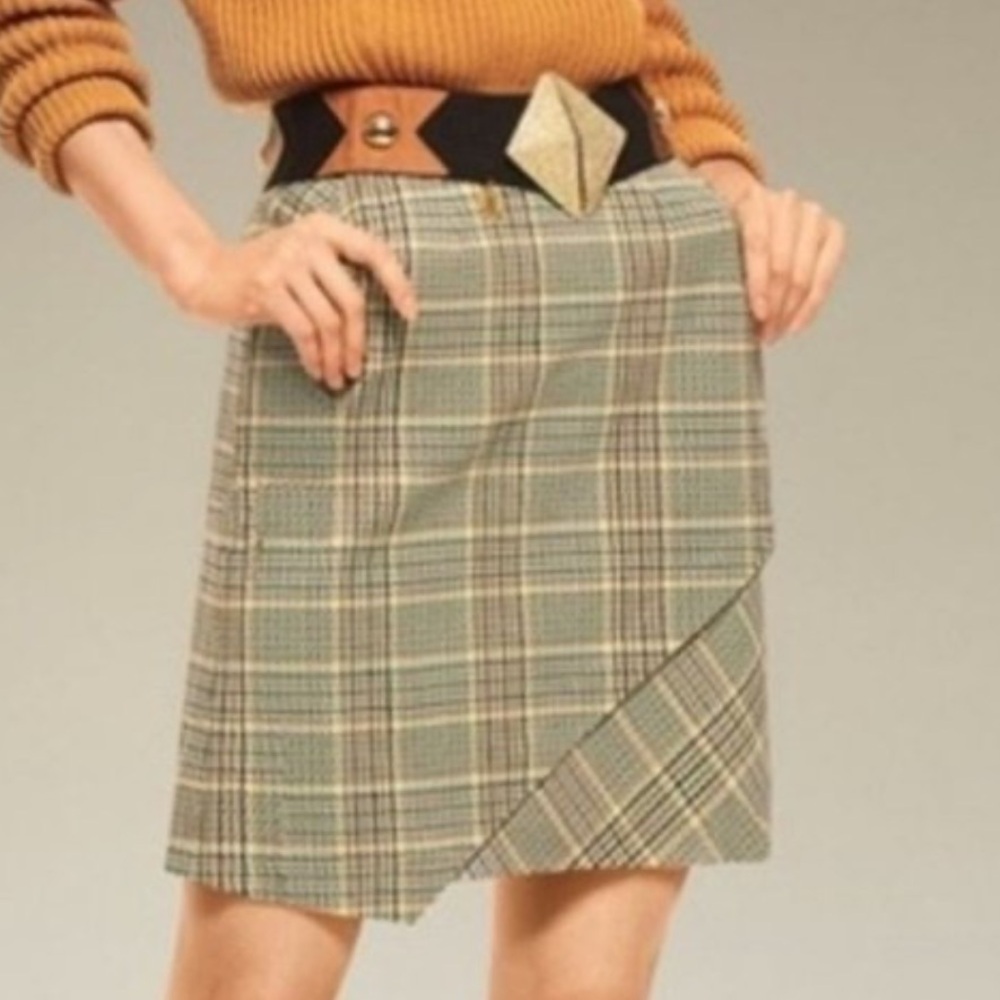 CAbi Multicolor Pastime Plaid A-Line Skirt